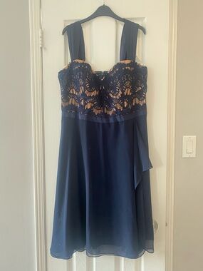 City Chic Navy Blue Lace Bodice Cocktail Dress